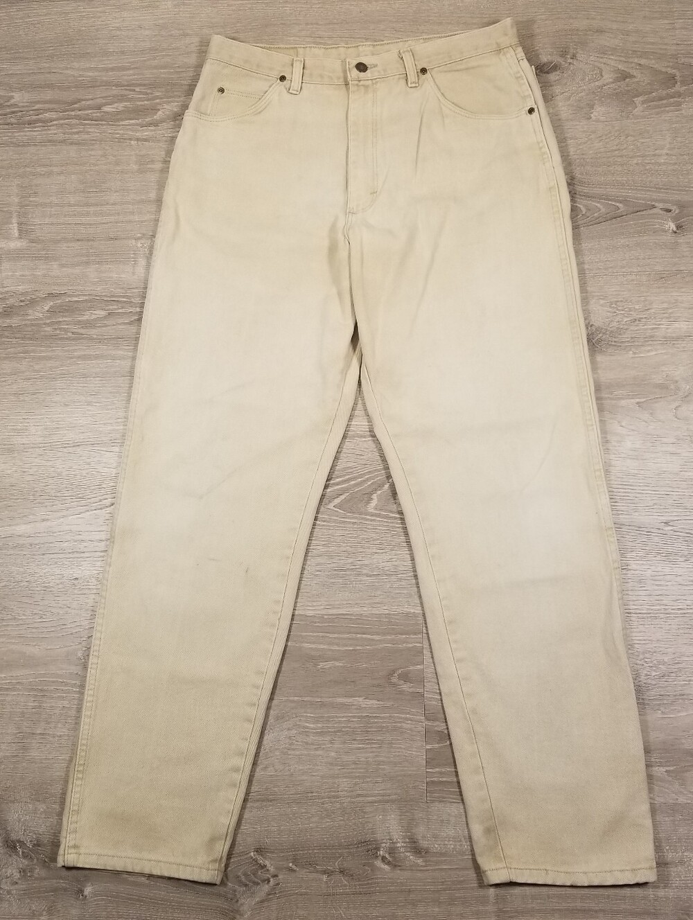 Vintage 90s Wrangler Relaxed Fit Straight Jeans Mens 36x34 Tan Made In USA